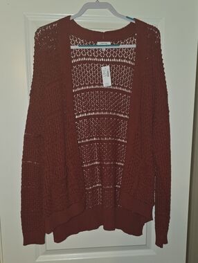 NWT XL Maurices Open-Knit Rust Cardigan